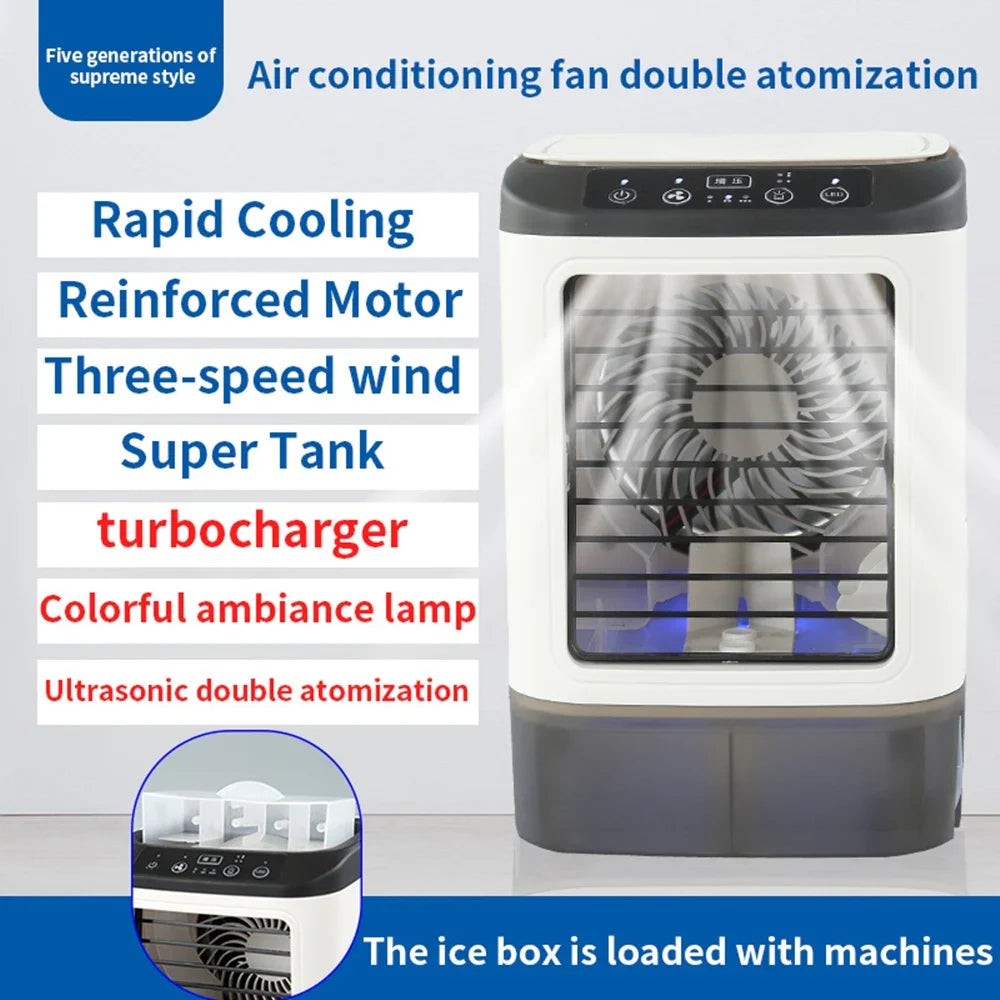 USB Portable Mini Air Conditioner Fan – 3-Speed Desktop Cooling Fan with LED Night Light, Air Cooler for Home, Office, and Camping | Bowlift