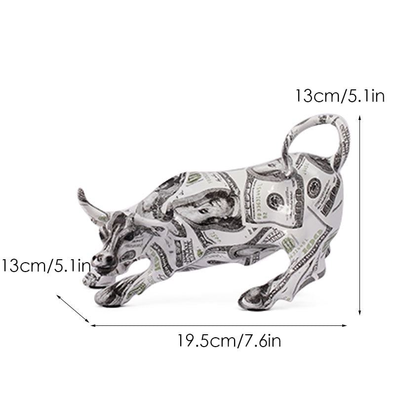 BowLift | Graffiti-Painting Resin Bull Figures Home Living Room Bedroom Office Desktop Feng Shui Ornaments Collection Statues