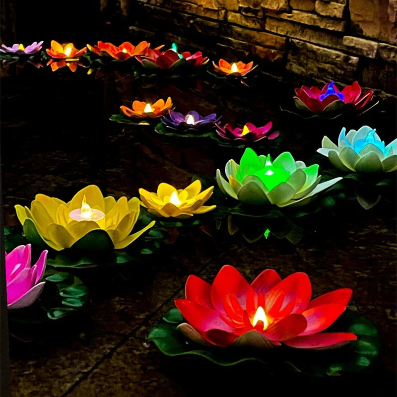 BowLift | Floating Lotus Lamp LUMILYA | LED Water Sensor | Warm White Light | For Pond, Garden & Parties