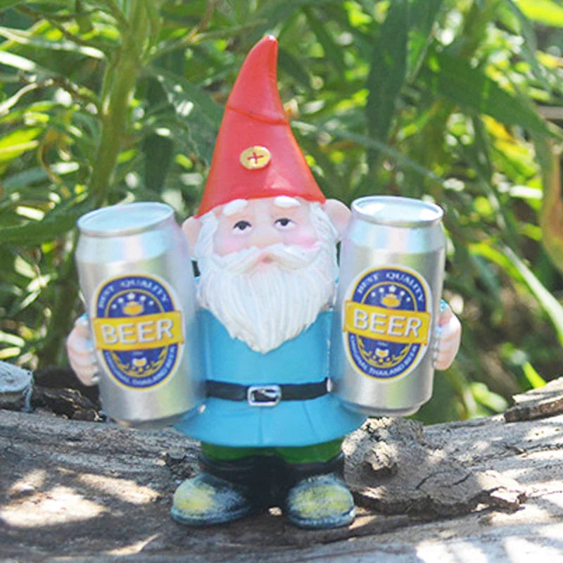BowLift | Drunken Gnome with Beer Funny Figurine for Garden and Home Decoration