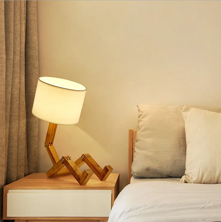 BowLift | Playful Robot Table Lamp - made of Sustainable Wood for Creative Spaces