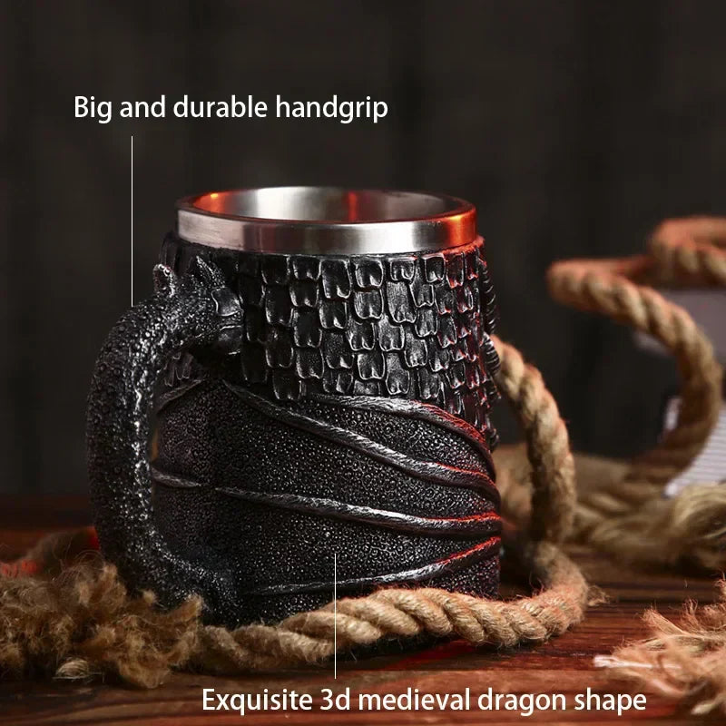BowLift | Medieval Dragon Resin Stainless Steel Mug as Coffee Mug or Tea Mug