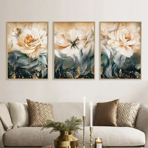 Serene Pastel Petals Floral Abstract Wall Art Fine Art Canvas Prints Modern Botany Pictures For Living Room Dining Room Art Decor | Bowlift