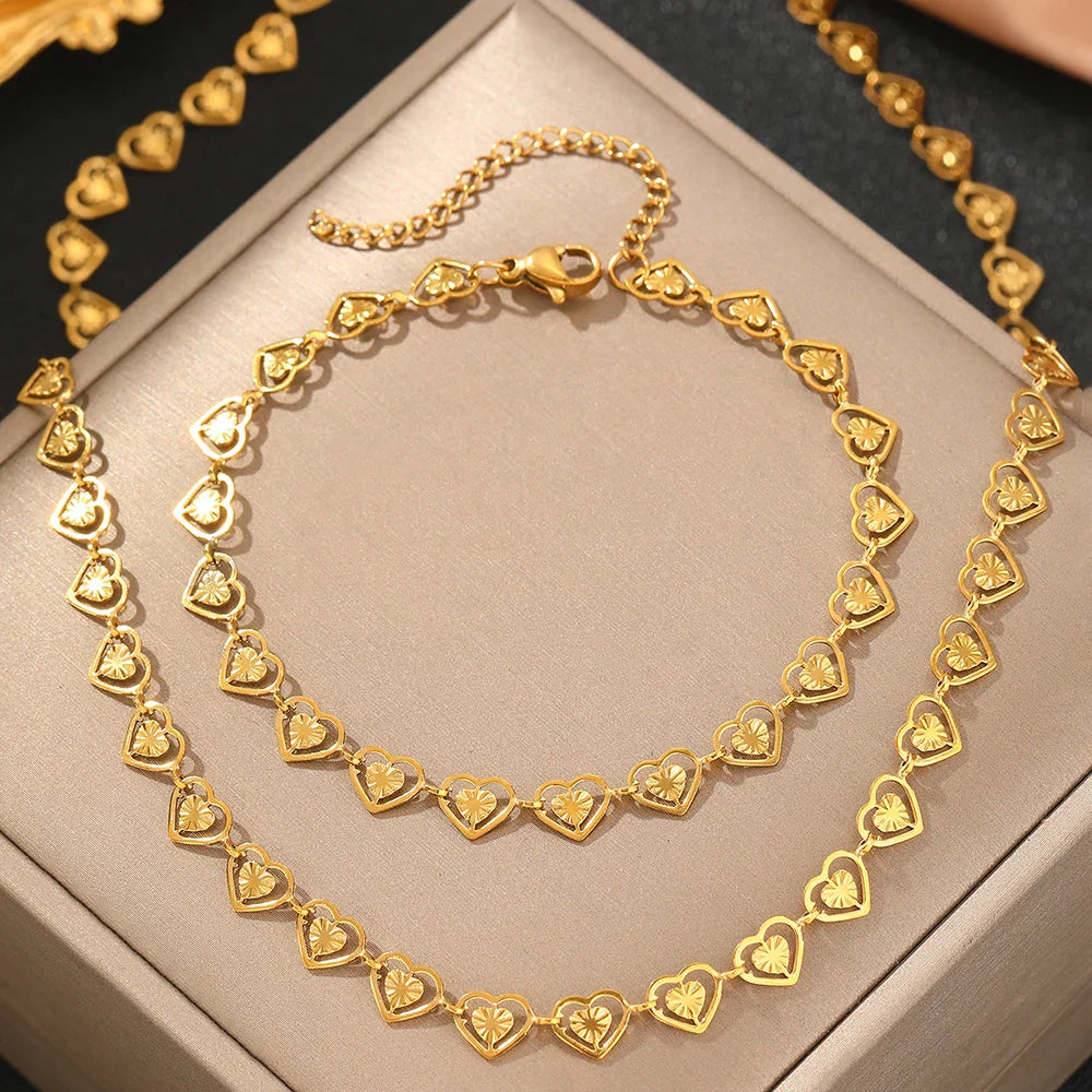 BowLift | Dainty Spiral Hearts Bracelet and Necklace Set