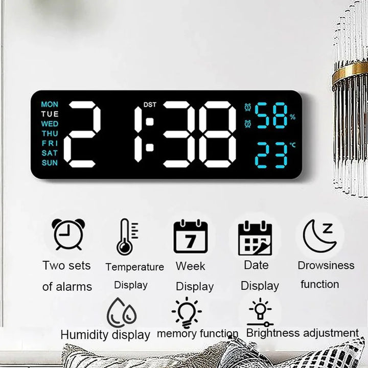 TimeGlow Clock - Slim Digital Alarm Clock with Temperature & Calendar Bowlift