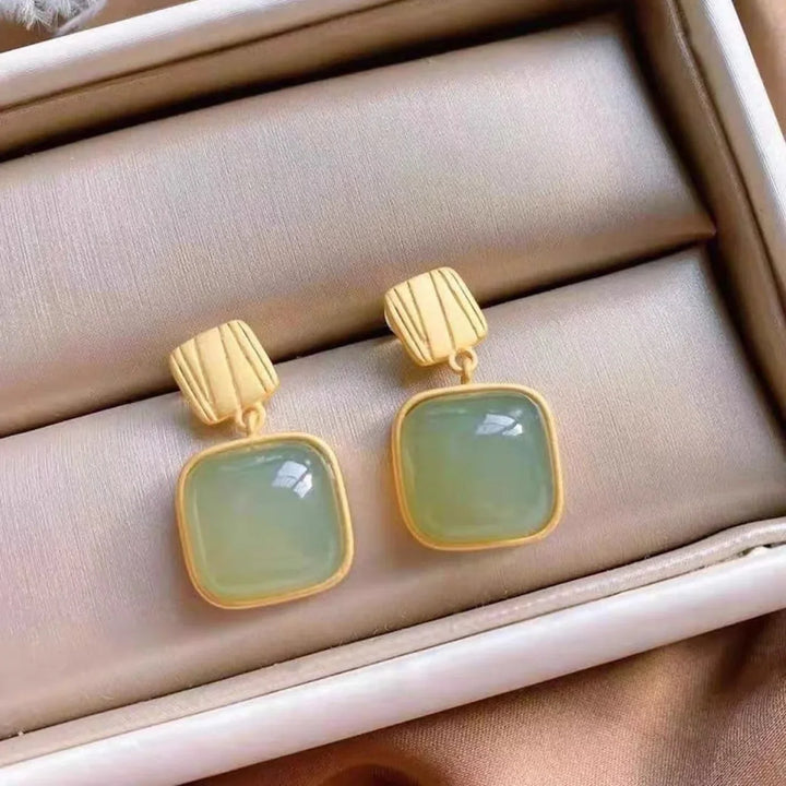 BowLift | Geometric Square Jade Earrings