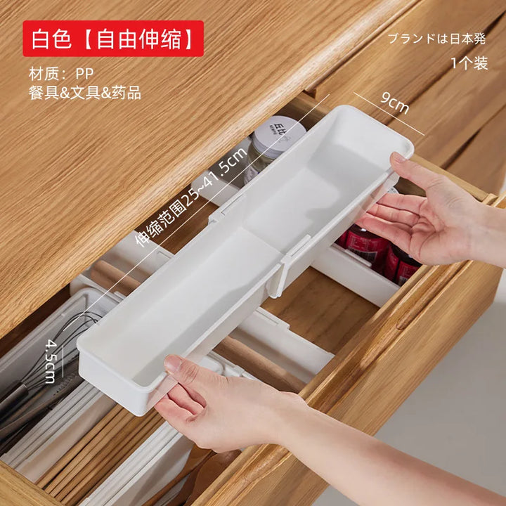 BowLift | FlexiSort Cutlery Tray | Expandable Cutlery Organizer | Flexible & Space-Saving | White