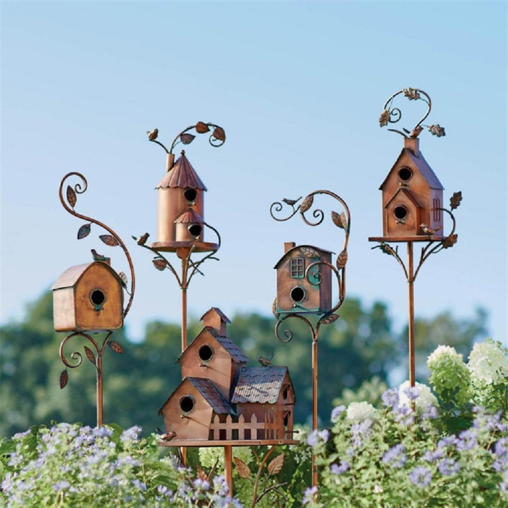 BowLift | Metal art birdhouse garden stake - Talart