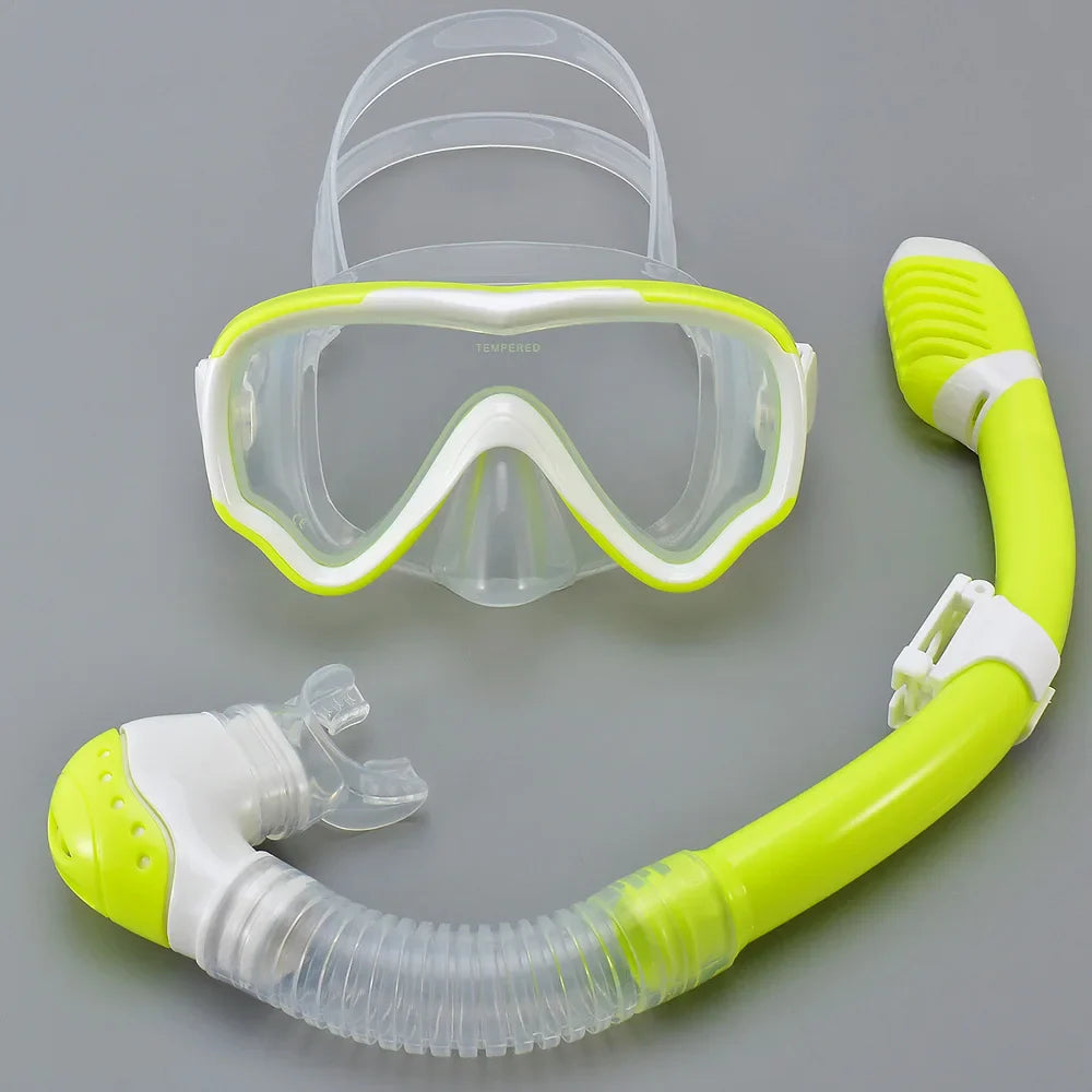 BowLift | AquaJuni Kids Diving Mask with Snorkel | Anti-Fog & Leak-Proof | Tempered Glass & Silicone | For Boys & Girls 7–15 Years