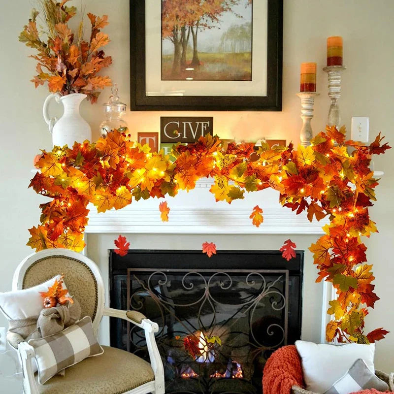 BowLift | Aurelia Autumn Wreath | Artificial Maple Leaf Garland | 200 cm | Decor for Home & Garden