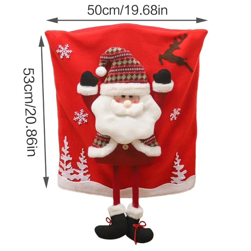 BowLift | Jolivine | Christmas Chair Cover | Santa, Snowman & Reindeer Design | Festive Chair Decoration for Christmas & New Year | Soft & Washable