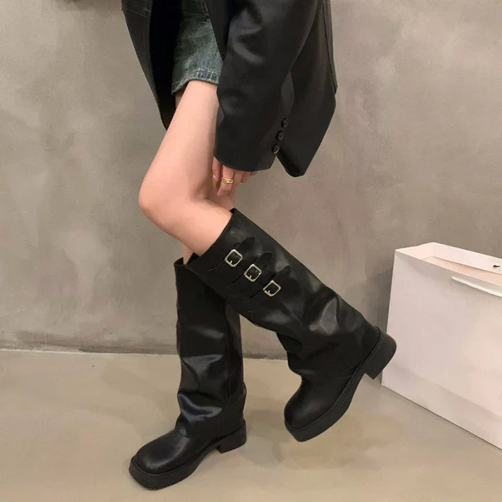 BowLift | Retro Style Knee-High Boots Women Fashion Women Slip-On Knight Long Boots Autumn Winter Women Footwear