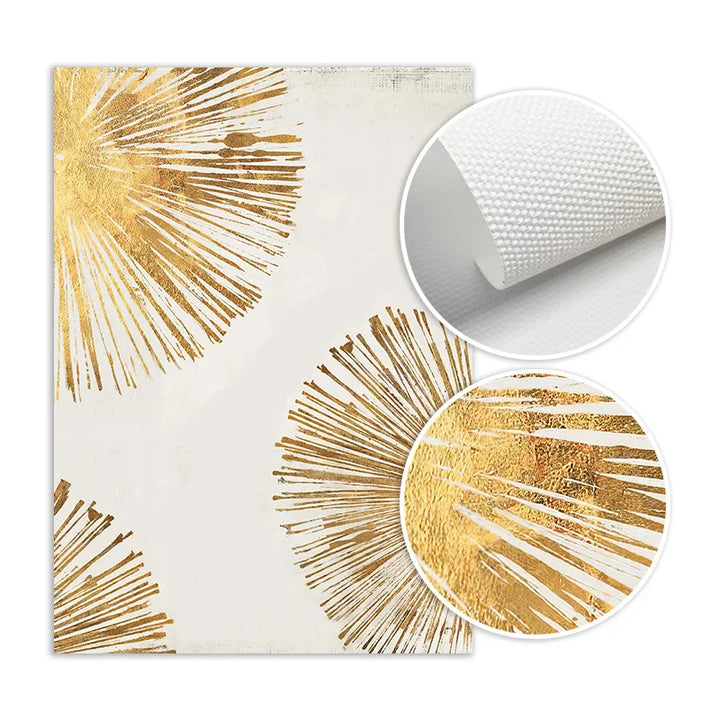 Golden Radial Circular Abstract Wall Art Fine Art Canvas Prints Posters Pictures For Living Room Dining Room Bedroom Art Decor | Bowlift