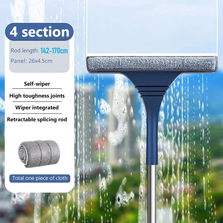 BowLift | FlexiClear Window Cleaner | 2-in-1 Cleaning | Flexible Head | Telescopic Handle