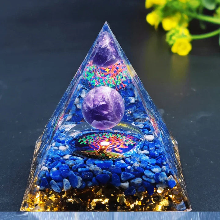 BowLift | Orgonite Pyramid with Amethyst Pendulum – Energy, Protection and Decoration