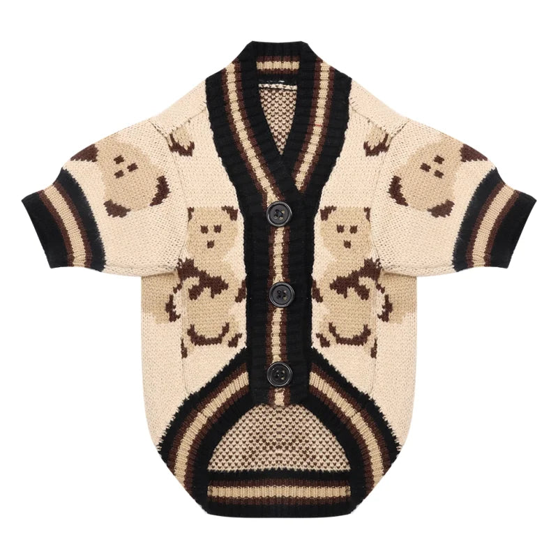 Dog cardigan made of knit warm and striped Bowlift