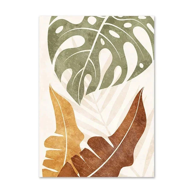 Terracotta Moon Abstract Bohemian Botanical Still Life Wall Art Fine Art Canvas Prints Gallery Wall Pictures For Modern Living Room Dining Room Art Decor | Bowlift