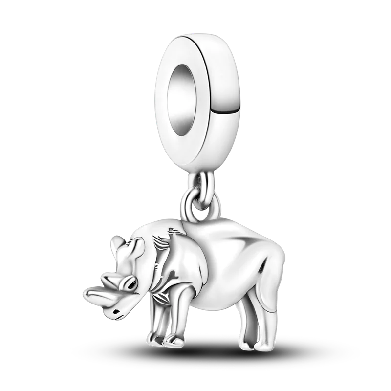 BowLift | 925 Silver Golden Leopard Charms Beads Colorful Chameleon Rhinoceros Lion Scarab Cat Pendant Compatible with Original Pandora Bracelet Jewelry
