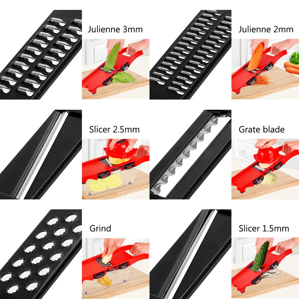 BowLift | Vegetable Cutter Set 9-piece | With Catch Box & Finger Protection | CutMaster Pro in Red