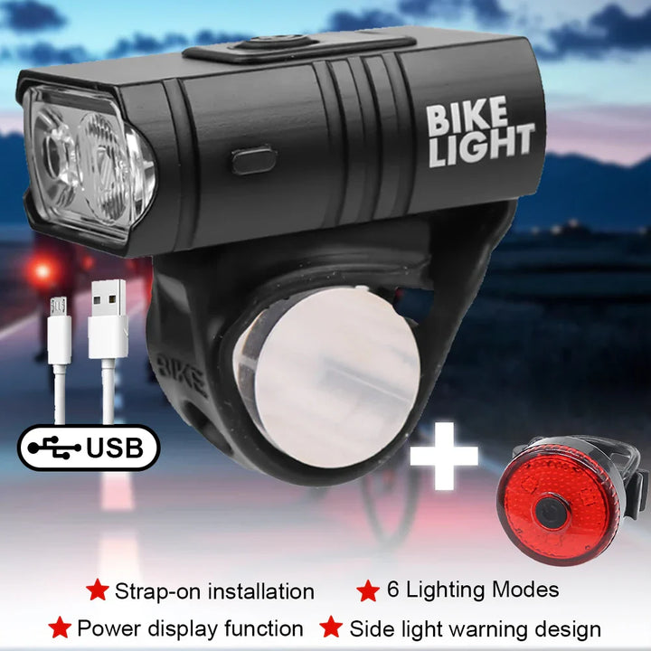 BowLift | USB Rechargeable LED Bike Light Set – Waterproof Bike Headlight and Tail Light with Multiple Modes for Safety and Visibility