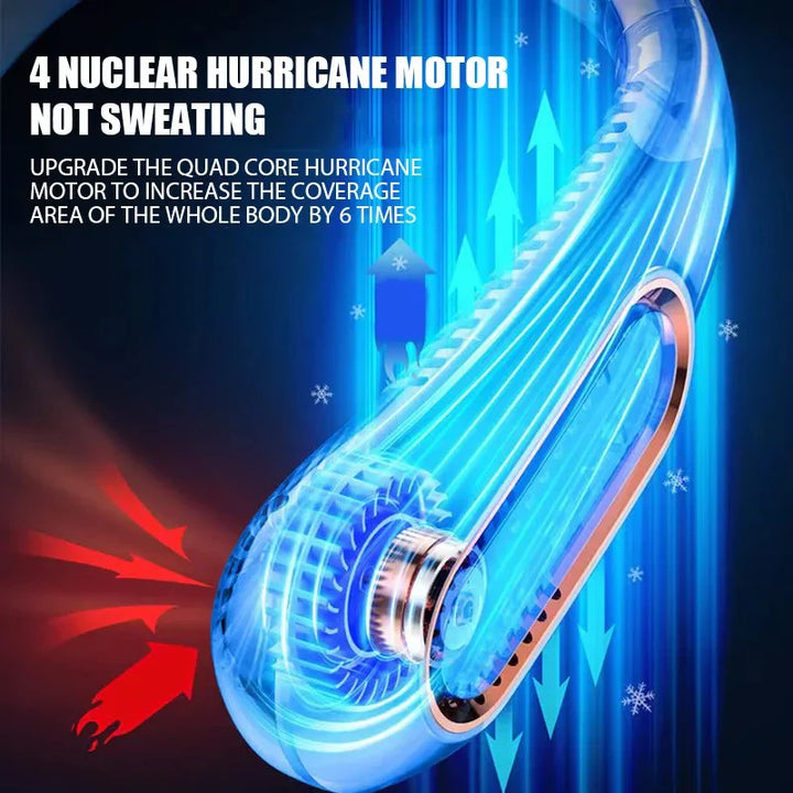 Portable Mini Bladeless Neckband Fan with Digital Display - USB Rechargeable Air Cooler for Neck, Hands-Free Cooling Experience | Bowlift