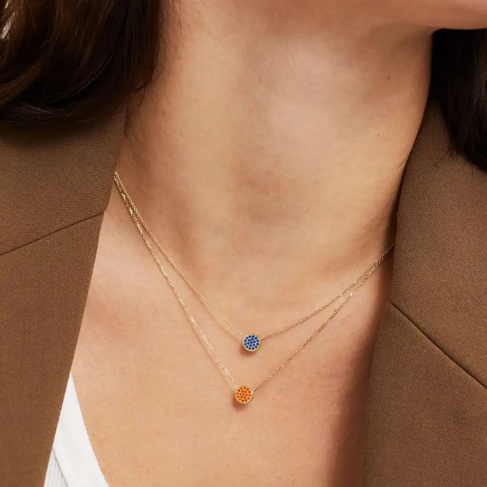 BowLift | Dainty Diamond Speckled Birthstone Circle Necklace