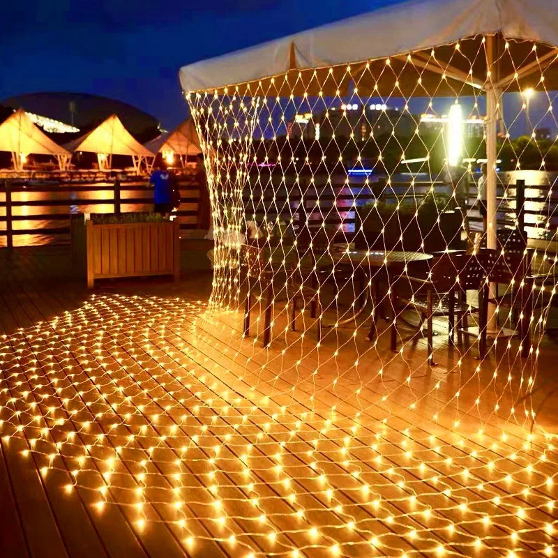 BowLift | LED Net String Lights Luminet | 96–320 LEDs | Warm White, White & Colorful | 8 Lighting Modes | 220V EU Plug | For Christmas, Wedding & Garden