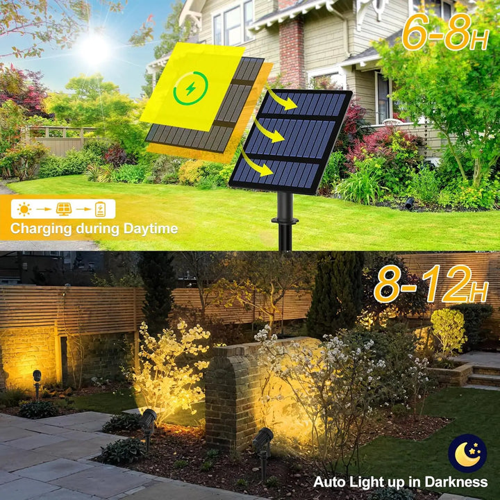 BowLift | Solar Garden Spotlight LumiGlow DuoColor | 3000K/6000K Warm & Cool White | IP65 Waterproof | Automatic Dusk Sensor
