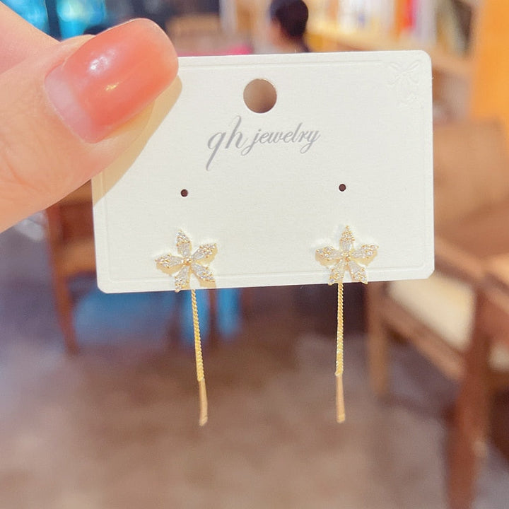 BowLift | Elegant Flower Long Chain Earrings