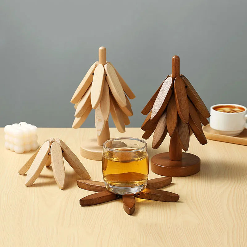 BowLift | Wooden Tree Coaster Set