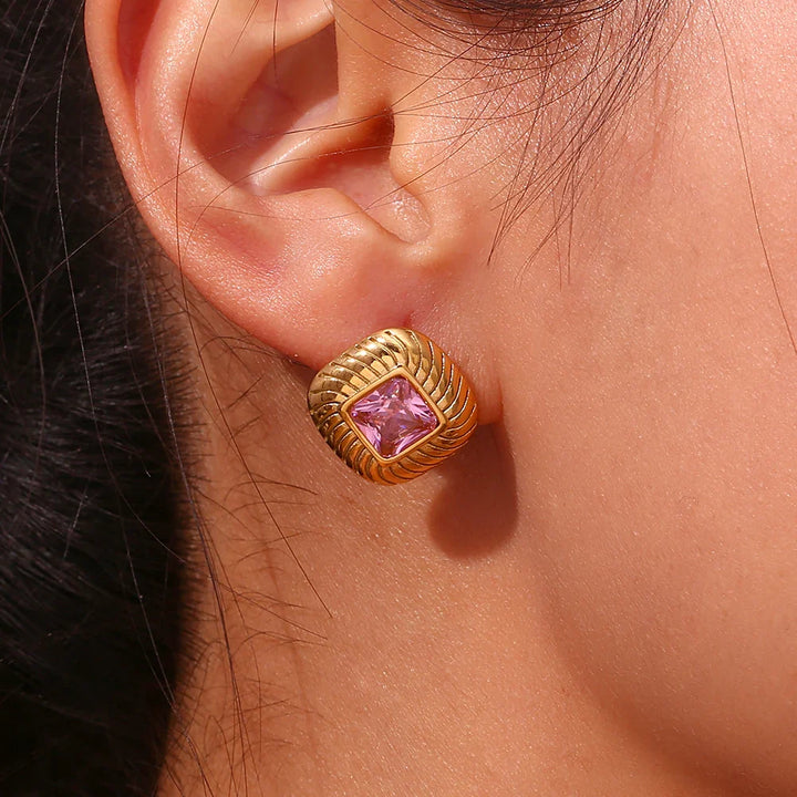 BowLift | Chunky Spiral Texture Diamond Accented Earrings