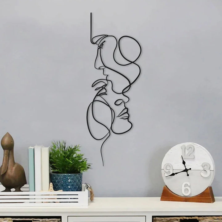 Minimalist Entwined Lovers Metal Line Art Sculpture Wall Decor Abstract Nordic Hanging Decoration For Living Room Bedroom Wall | Bowlift