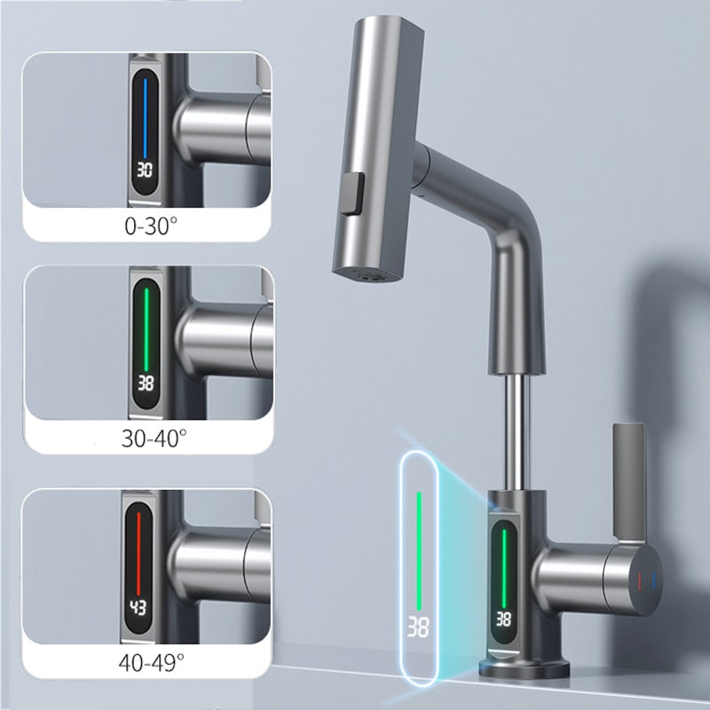 BowLift | Modern Sleek Waterfall Temperature Display Faucet