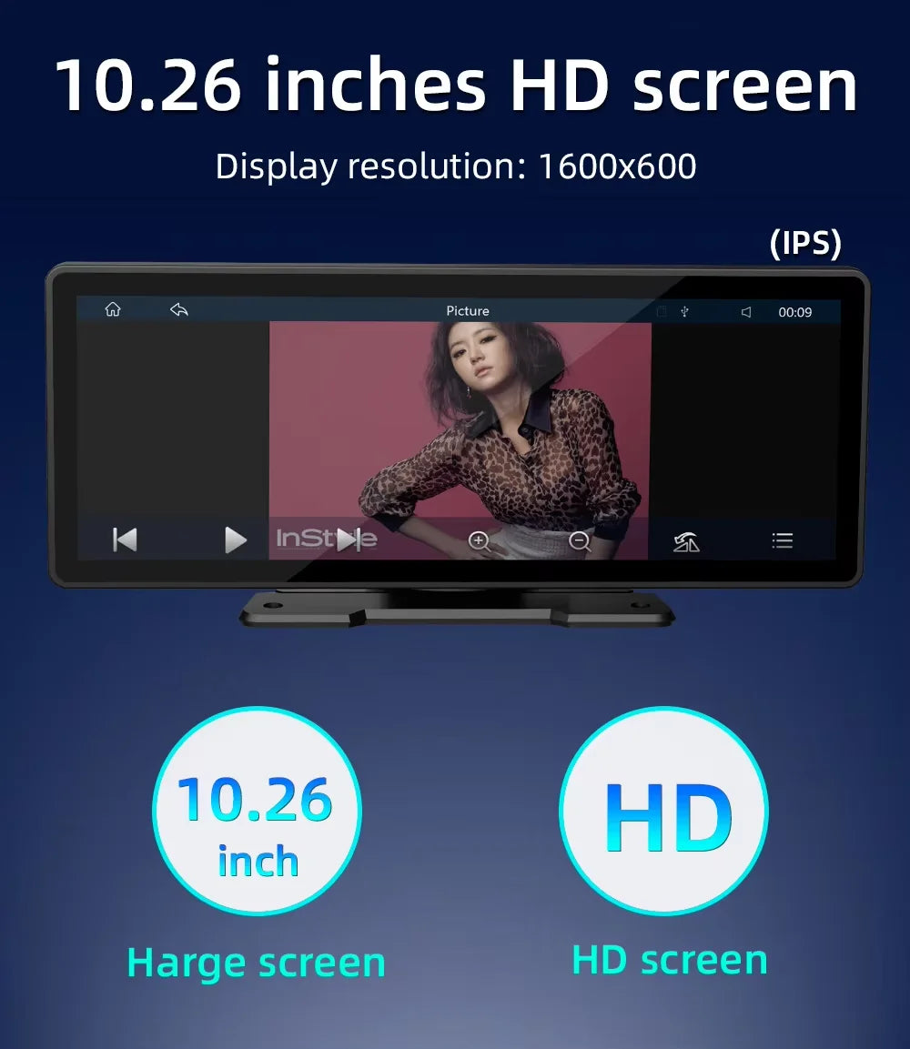 BowLift | Universal 10.26-Inch (26.06cm) Car Multimedia Player with Wireless CarPlay and Android Auto