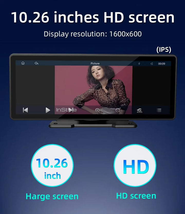 BowLift | Universal 10.26-Inch (26.06cm) Car Multimedia Player with Wireless CarPlay and Android Auto