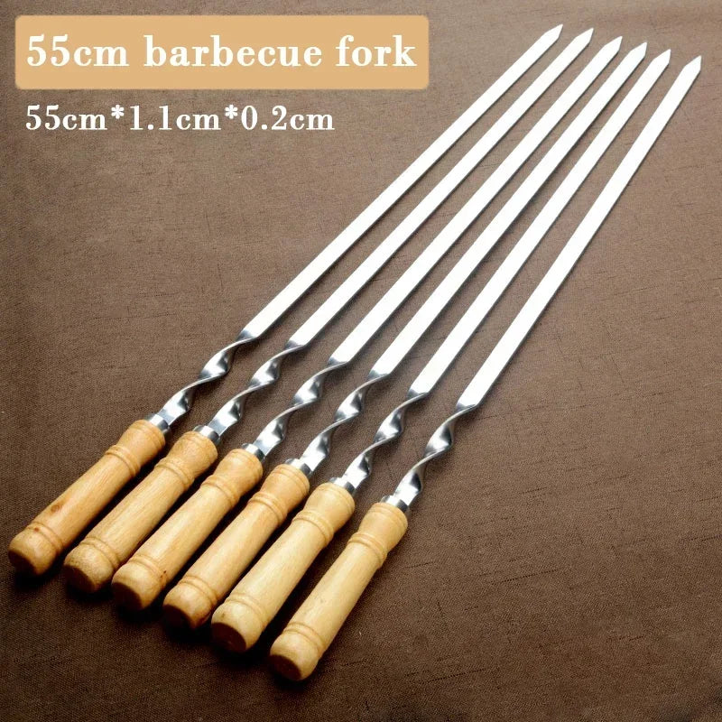 BowLift | GrillMaster Pro Grill Skewers | Extra Long Stainless Steel Skewers with Wooden Handle | Set of 6