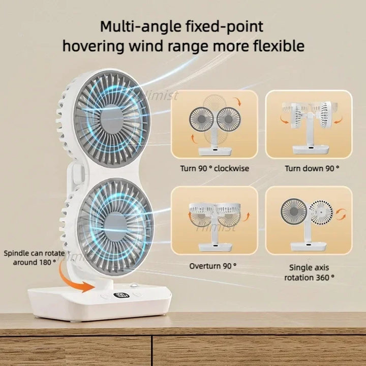 Lightweight Double Blades Rechargeable Travel Camp Cooler Fan | Bowlift