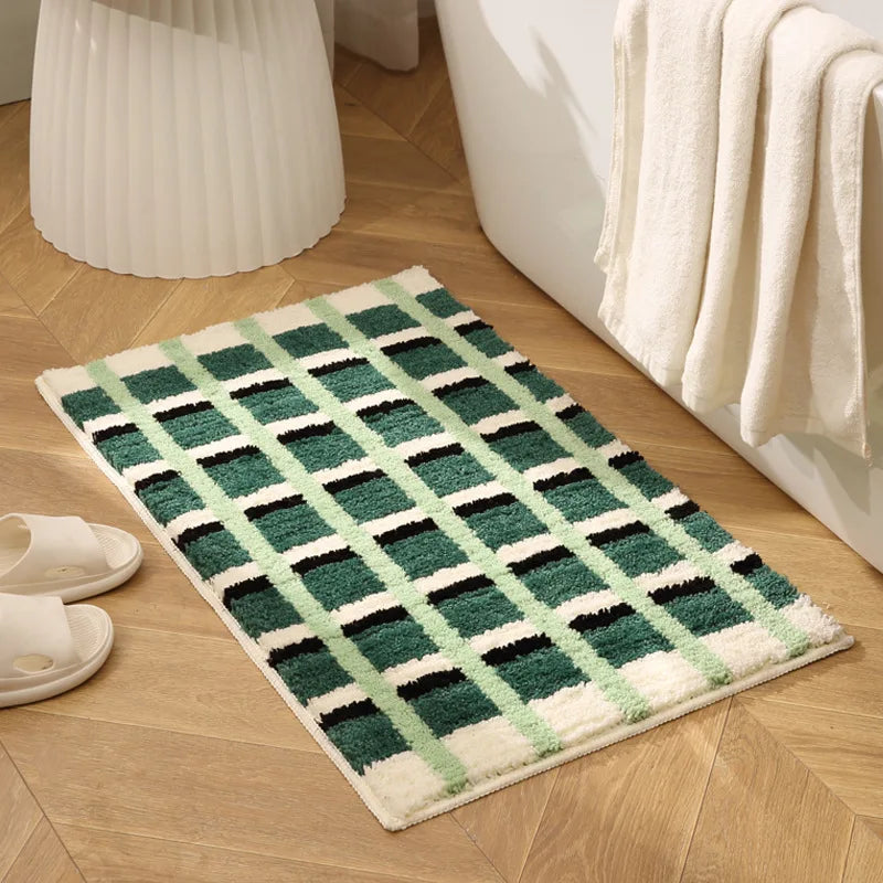 Modern Grid Tufted Bath Mat | Bowlift