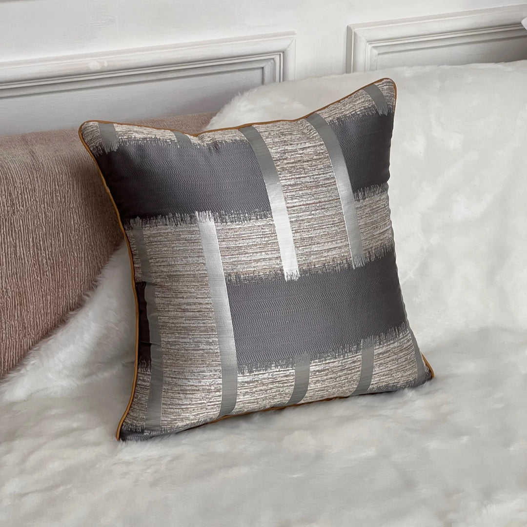 Shiny Golden Silver Stripe Jacquard Cushion Cushion Covers 45x45cm Pillow Cases Square Cover For Sofa Throw Cushions Light Luxury Nordic Home Decor | Bowlift