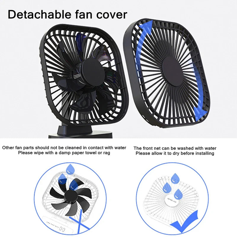 BowLift | Mini USB Fan Breezio Flex | Rechargeable with 5000 mAh Battery | 3 Levels & Timer | Foldable & Quiet for Office, Camping & Home