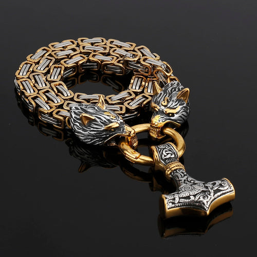 BowLift | Nordic Viking Wolf Head Stainless Steel Necklace
