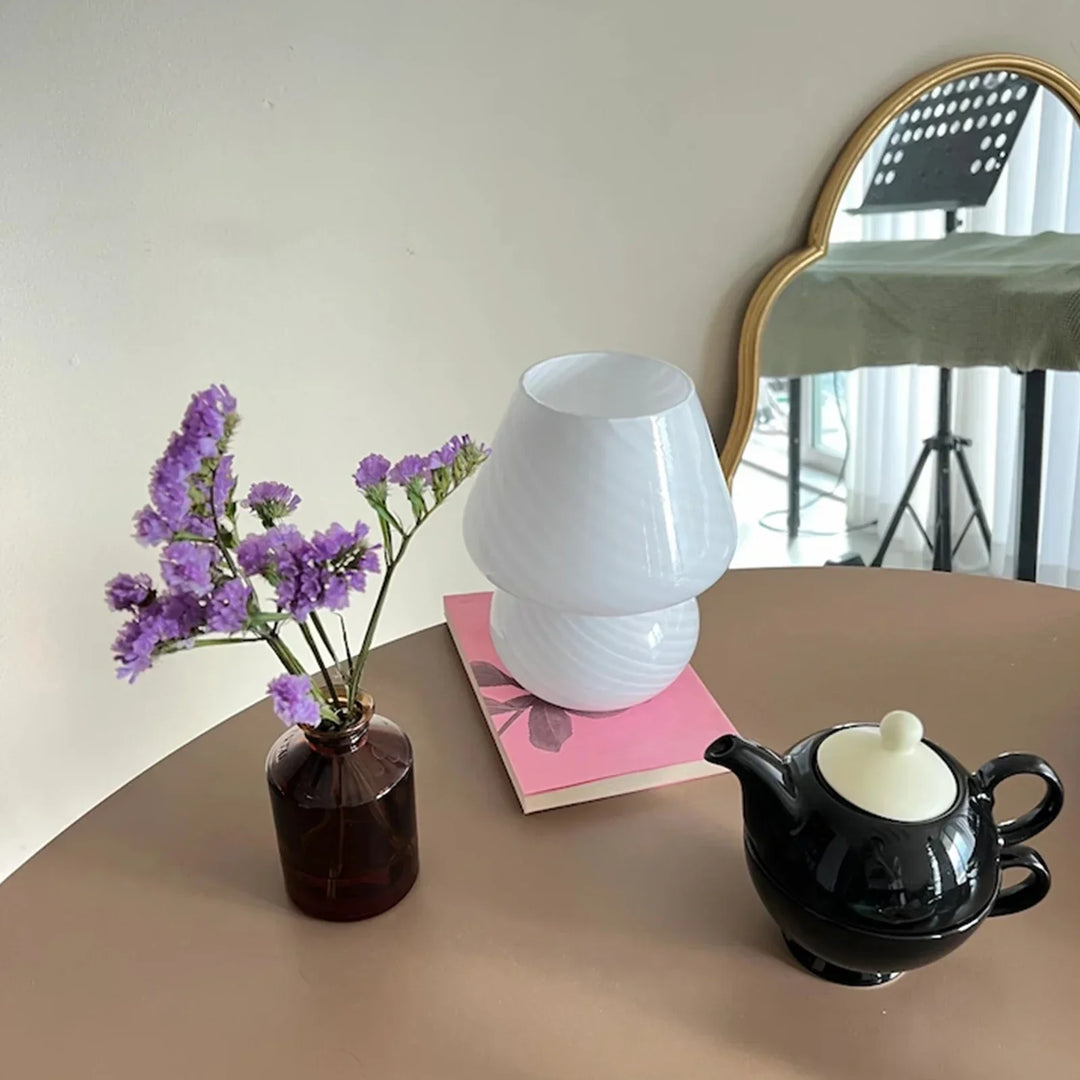 BowLift | Murano Table Lamp - Unique Glass Mushroom Desk Lamp for Magical Atmosphere