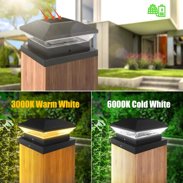 BowLift | Solar-Post Light LumiColumna | Adjustable Warm & Cool White | IP65 Waterproof | For Fence, Garden & Gate Pillar