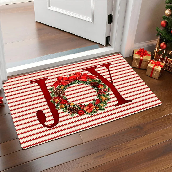 BowLift | Winter love | Christmas doormat | Santa & Gingerbread man | Red | For indoor & outdoor | Non-slip & washable
