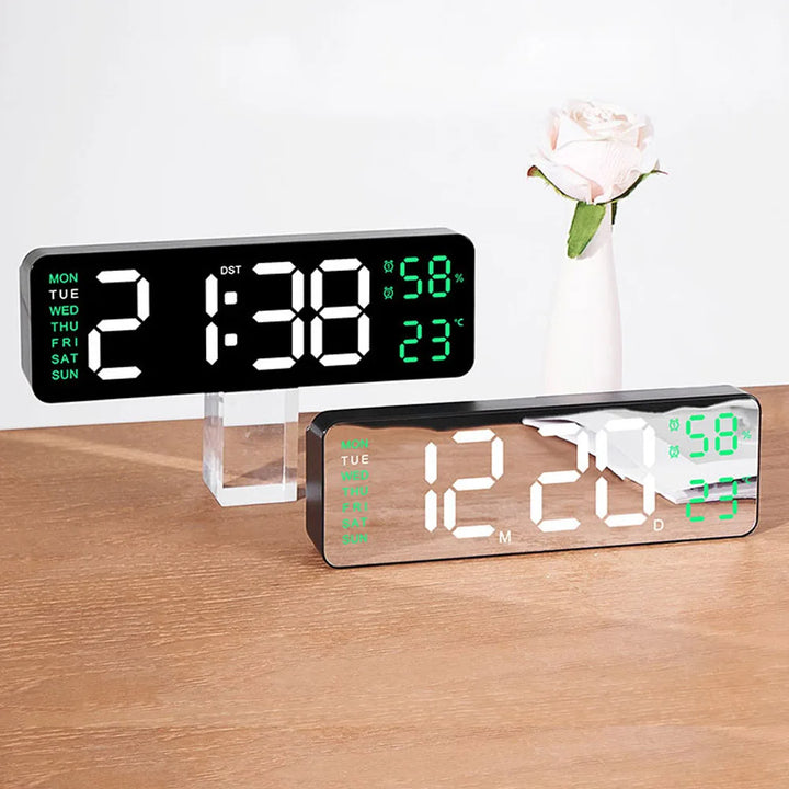 TimeGlow Clock - Slim Digital Alarm Clock with Temperature & Calendar Bowlift