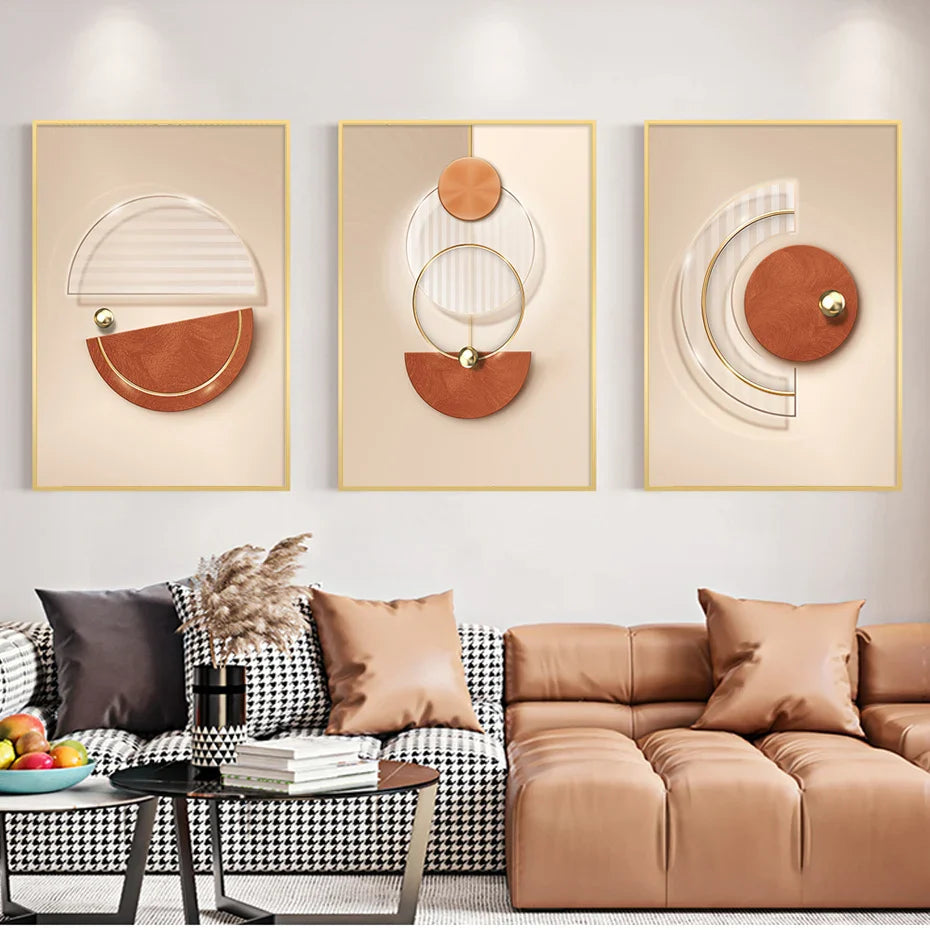 Harmonious Abstract Geometry Modern Aesthetics Wall Art Fine Art Canvas Prints Posters Pictures For Contemporary Apartment Living Room | Bowlift