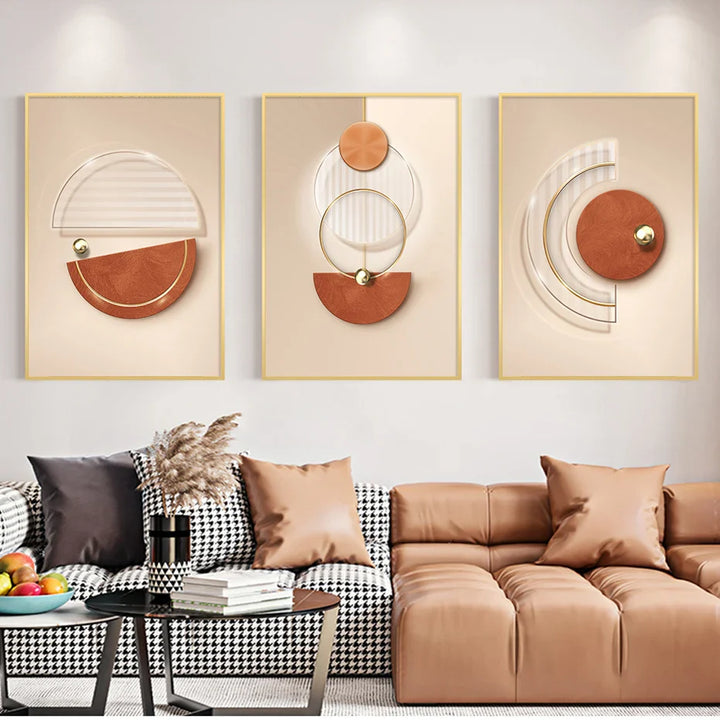 Harmonious Abstract Geometry Modern Aesthetics Wall Art Fine Art Canvas Prints Posters Pictures For Contemporary Apartment Living Room | Bowlift