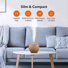 BowLift | AeroMist Air Humidifier 130 ml | Whisper Quiet <35 dB | USB Operation & LED Light | With Aroma Oil Function