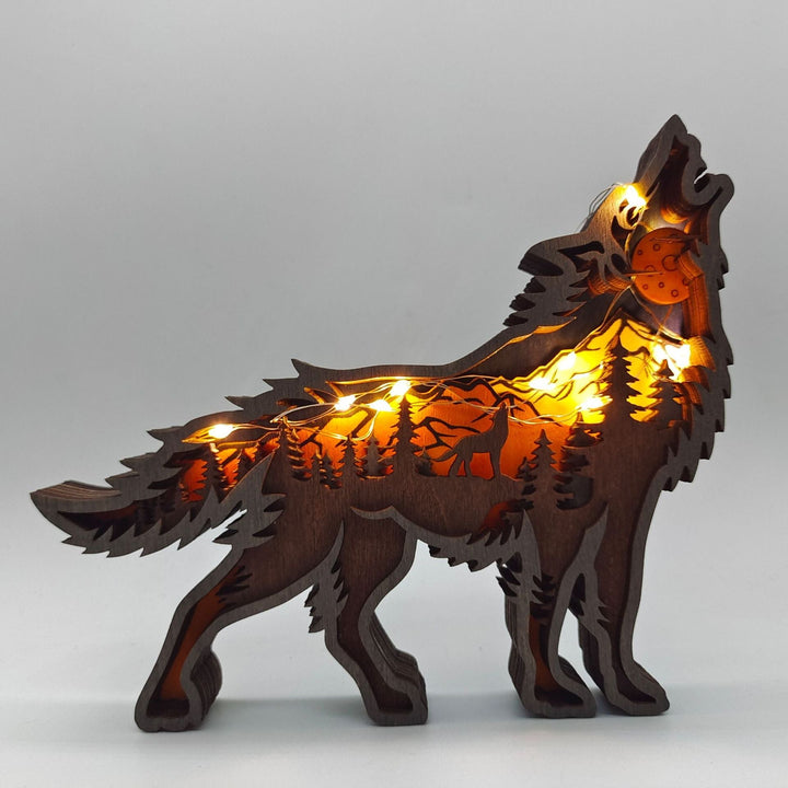 Nightglow Wooden Craft Wolf Decor | Bowlift