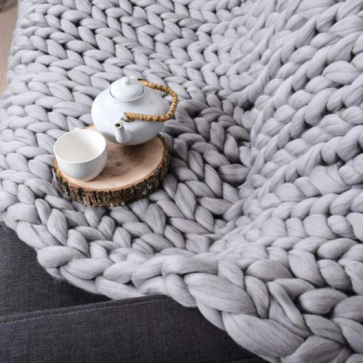 BowLift | Chunky Knit Blanket – Cozy Wool Blanket for Every Room – Soft & Warm – Perfect for Sofa and Bed